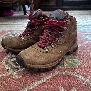 Brown Hiking Boots with Red Laces